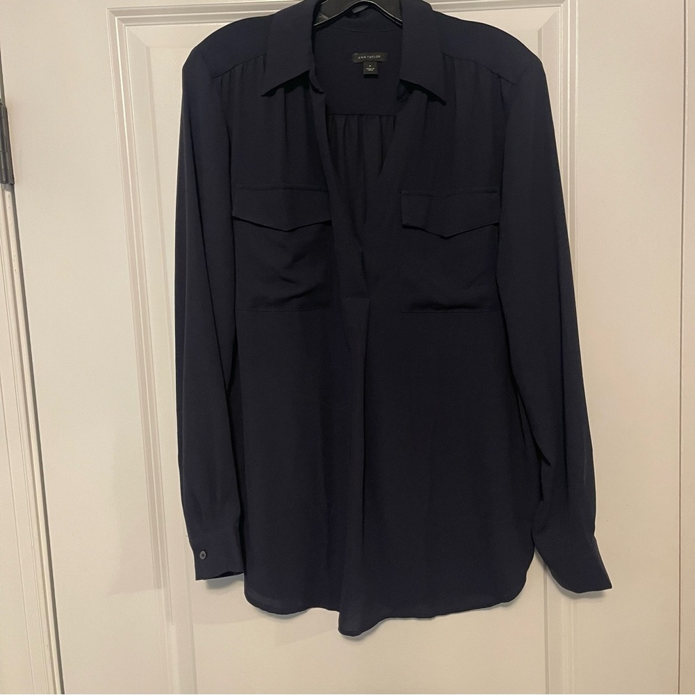 Ann Taylor Navy Camp Blouse